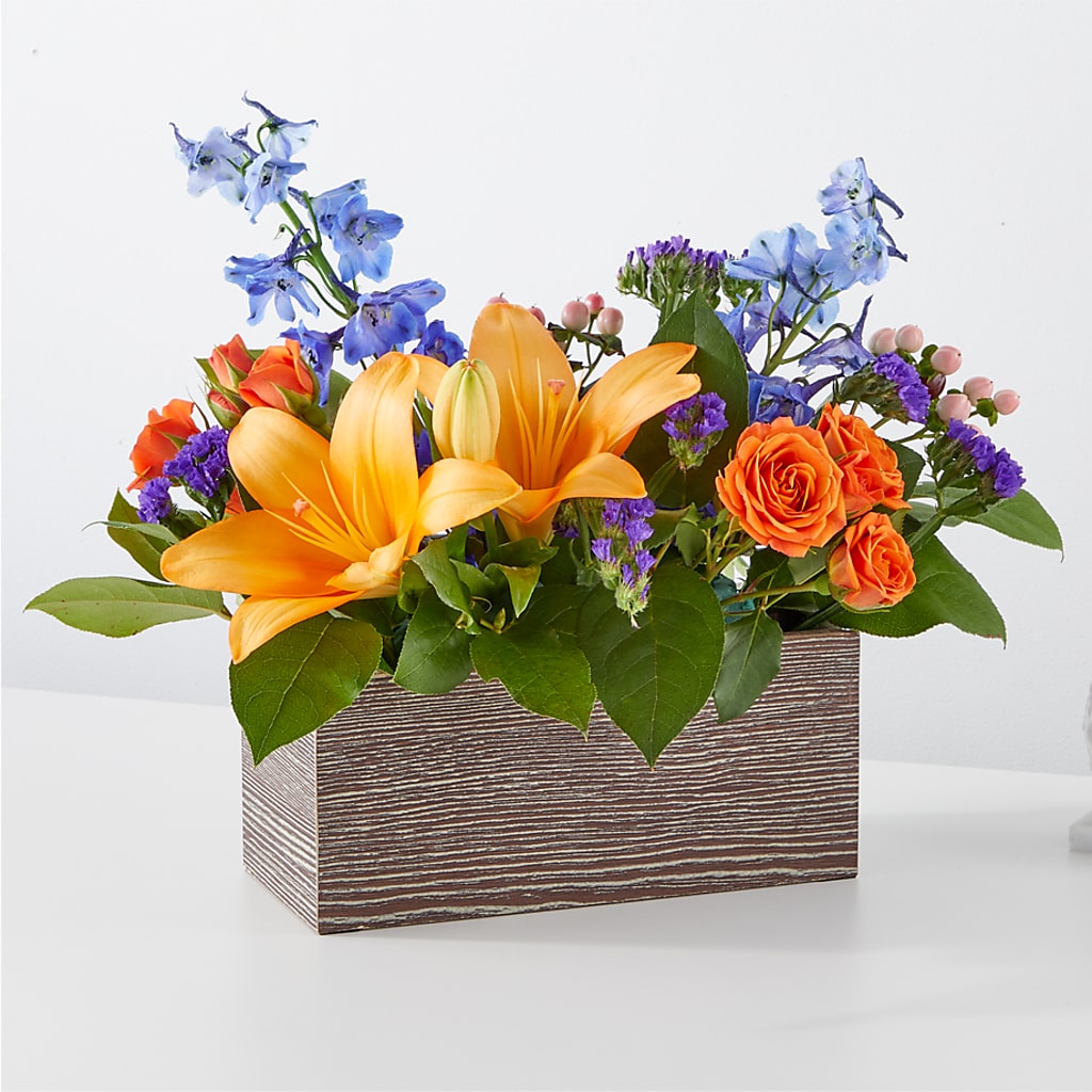 Radiant Citrus Box Bouquet – Kalas Events Inc, Orlando FL