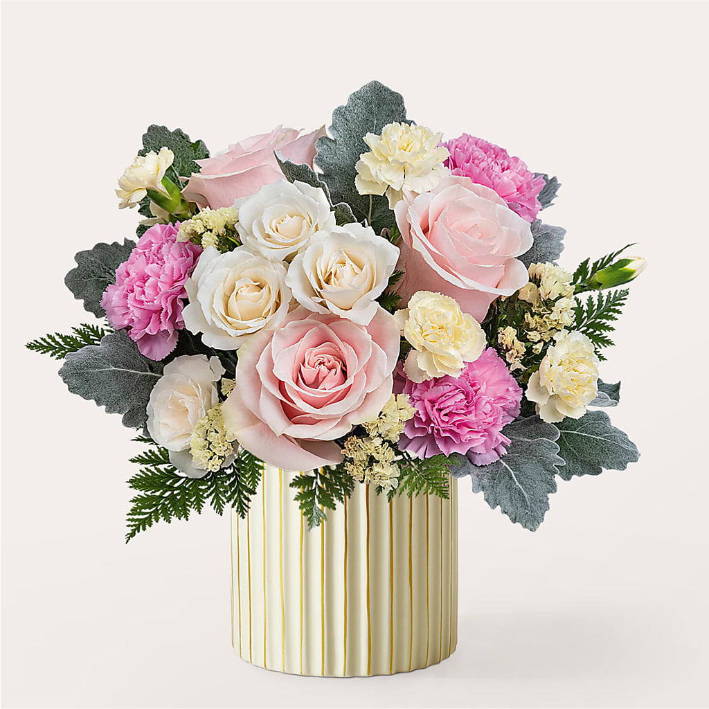 Blissful Moments Bouquet with Ivory Vase – Kalas Events Inc, Orlando FL