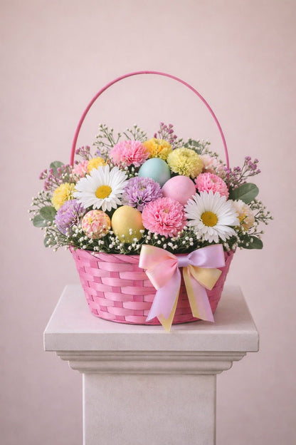 Spring Mixed Flower Basket – Pastel Easter Flowers Orland –  Kalas Events Inc, Orlando FL