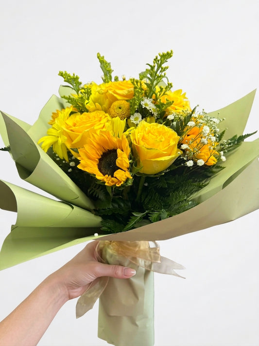 Sunny Meadow Bouquet – 12 Yellow Roses, Sunflowers & Mixed Blooms –  Kalas Events Inc, Orlando FL