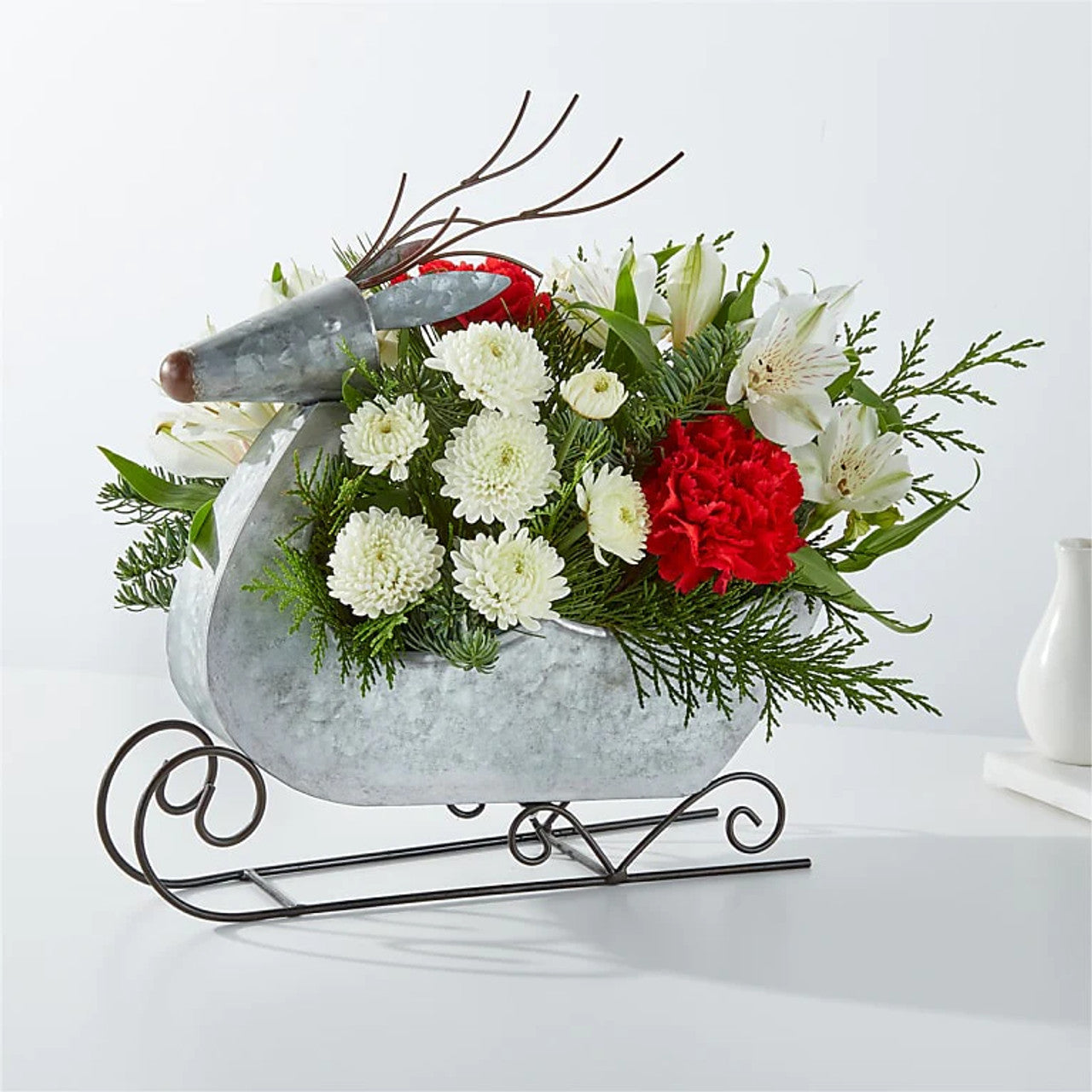 Elegant Christmas Reindeer Floral Arrangement