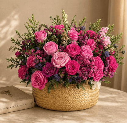 Blush Pink Rose Garden Basket –  Kalas Events Inc, Orlando FL