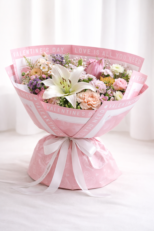 Blush Elegance – Lily & Mixed Flower Bouquet