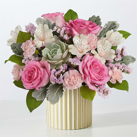 Dusty Rose Bouquet with Ivory Vase –  Kalas Events Inc, Orlando FL